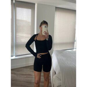 BEYOND YOGA Spacedye Slim Racerback Cropped Tank in Darkest Night Size Medium